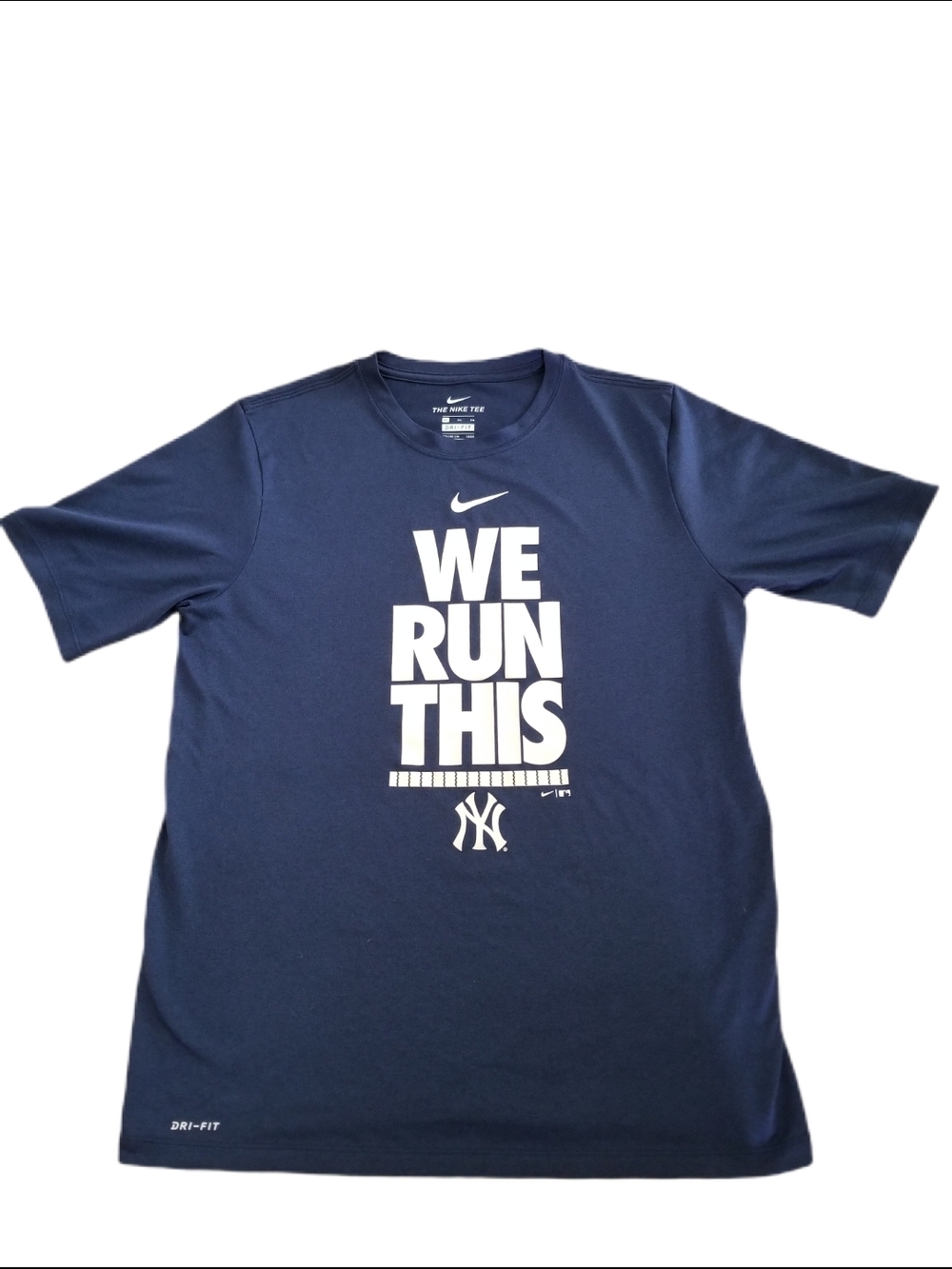 Nike NY YANKEES dri-fit Navy Short-Sleeve 'We Run This'  Tee Youth XL 18/20